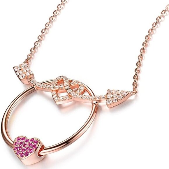 NEW Evabelle Necklace with Ruby Heart Pendant - Picture 4 of 7